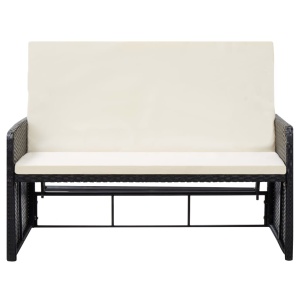 Set mobilier de grădină cu perne, 2 piese, negru, poliratan - Img 4