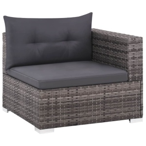 Set mobilier de grădină cu perne, 3 piese, gri, poliratan - Img 4