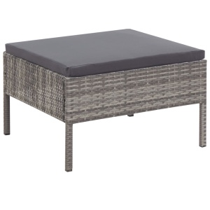 Set mobilier de grădină cu perne, 3 piese, gri, poliratan - Img 9