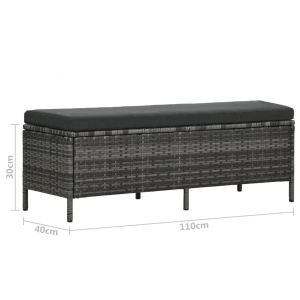 Set mobilier de grădină cu perne, 3 piese, gri, poliratan - Img 10