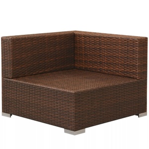 Set mobilier de grădină cu perne, 3 piese, maro, poliratan - Img 5