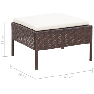 Set mobilier de grădină cu perne, 3 piese, maro, poliratan - Img 11