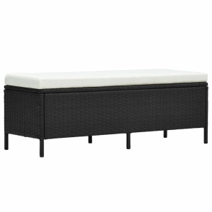 Set mobilier de grădină cu perne, 3 piese, negru, poliratan - Img 4