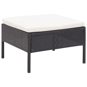 Set mobilier de grădină cu perne, 3 piese, negru, poliratan - Img 6