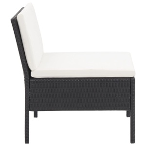 Set mobilier de grădină cu perne, 3 piese, negru, poliratan - Img 8
