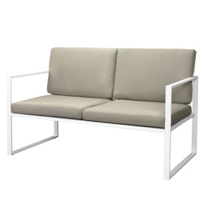 Set mobilier de grădină cu perne, 4 piese, alb, oțel - Img 8