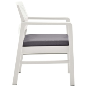 Set mobilier de grădină cu perne, 4 piese, alb, plastic - Img 6