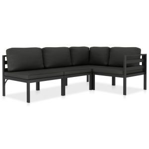 Set mobilier de grădină cu perne, 4 piese, antracit, aluminiu
