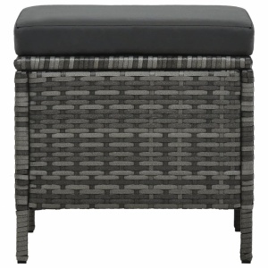 Set mobilier de grădină cu perne, 4 piese, gri, poliratan - Img 6