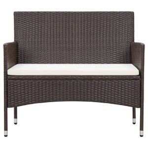 Set mobilier de grădină cu perne, 4 piese, maro, poliratan - Img 3