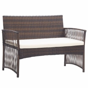 Set mobilier de grădină cu perne, 4 piese, maro, poliratan - Img 7