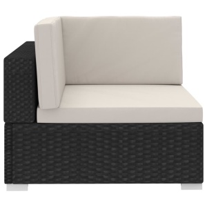 Set mobilier de grădină cu perne, 4 piese, negru, poliratan - Img 8