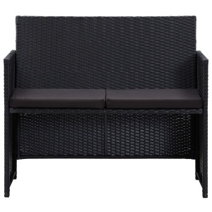 Set mobilier de grădină cu perne, 4 piese, negru, poliratan - Img 7