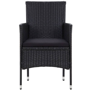 Set mobilier de grădină cu perne, 4 piese, negru, poliratan - Img 7