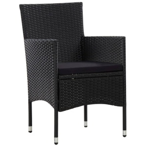 Set mobilier de grădină cu perne, 4 piese, negru, poliratan - Img 8