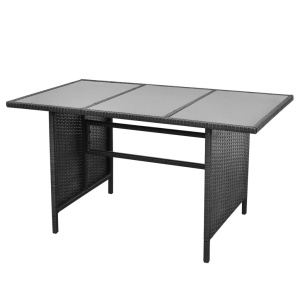 Set mobilier de grădină cu perne, 4 piese, negru, poliratan - Img 6