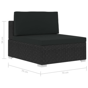 Set mobilier de grădină cu perne, 4 piese, negru, poliratan - Img 10