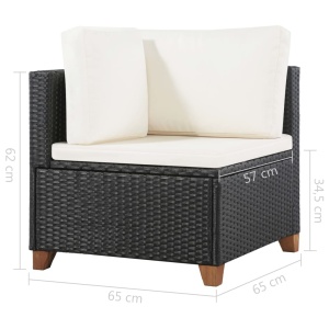 Set mobilier de grădină cu perne, 4 piese, negru, poliratan - Img 9