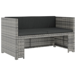 Set mobilier de grădină cu perne, 5 piese, gri, poliratan - Img 3