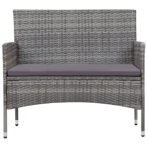 Set mobilier de grădină cu perne, 5 piese, gri, poliratan - Img 6