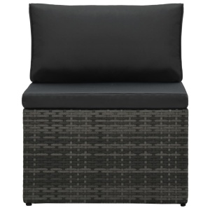Set mobilier de grădină cu perne, 5 piese, gri, poliratan - Img 12