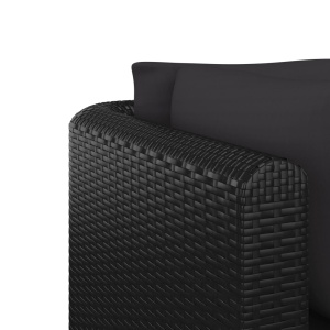 Set mobilier de grădină cu perne, 5 piese, negru, poliratan - Img 7
