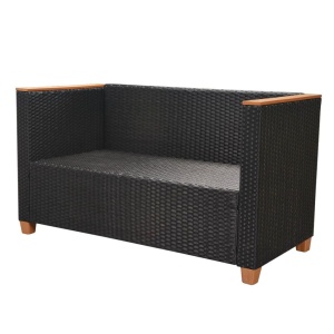 Set mobilier de grădină cu perne, 5 piese, negru, poliratan - Img 7
