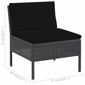 Set mobilier de grădină cu perne, 5 piese, negru, poliratan - Img 11