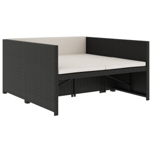 Set mobilier de grădină cu perne, 5 piese, negru, poliratan - Img 11