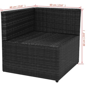 Set mobilier de grădină cu perne, 5 piese, negru, poliratan - Img 10
