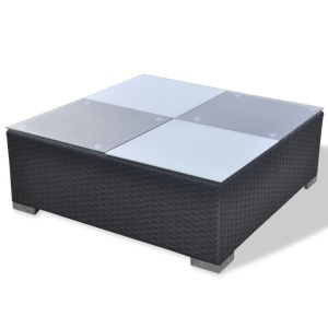 Set mobilier de grădină cu perne, 5 piese, negru, poliratan - Img 11