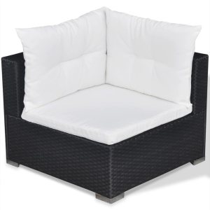 Set mobilier de grădină cu perne, 5 piese, negru, poliratan - Img 12