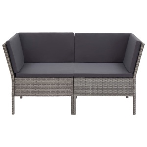 Set mobilier de grădină cu perne, 6 piese, gri, poliratan - Img 4