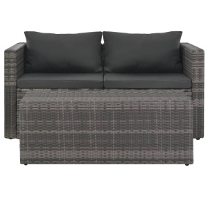 Set mobilier de grădină cu perne, 6 piese, gri, poliratan - Img 2