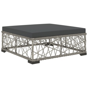 Set mobilier de grădină cu perne, 6 piese, gri, poliratan - Img 5