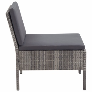 Set mobilier de grădină cu perne, 6 piese, gri, poliratan - Img 10