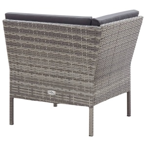 Set mobilier de grădină cu perne, 6 piese, gri, poliratan - Img 12