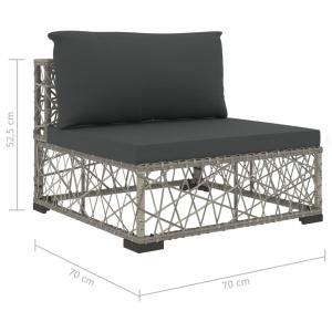 Set mobilier de grădină cu perne, 6 piese, gri, poliratan - Img 10