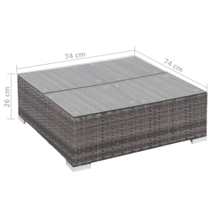 Set mobilier de grădină cu perne, 6 piese, gri, poliratan - Img 10
