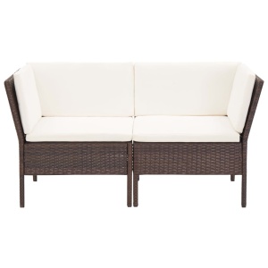 Set mobilier de grădină cu perne, 6 piese, maro, poliratan - Img 4