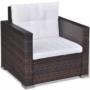 Set mobilier de grădină cu perne, 6 piese, maro, poliratan - Img 7