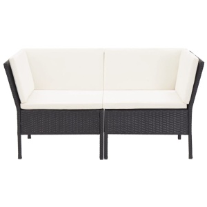 Set mobilier de grădină cu perne, 6 piese, negru, poliratan - Img 4