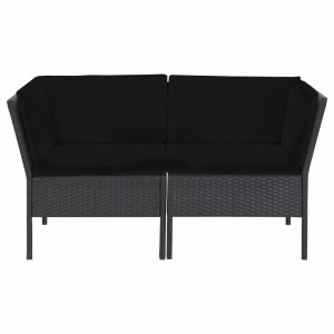 Set mobilier de grădină cu perne, 6 piese, negru, poliratan - Img 4