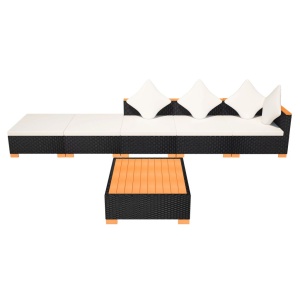 Set mobilier de grădină cu perne, 6 piese, negru, poliratan - Img 4