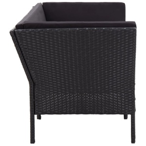 Set mobilier de grădină cu perne, 6 piese, negru, poliratan - Img 5