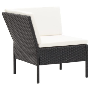 Set mobilier de grădină cu perne, 6 piese, negru, poliratan - Img 6