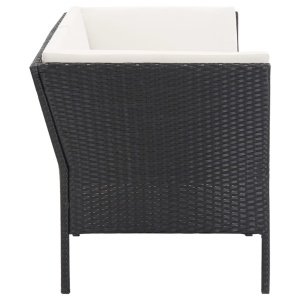 Set mobilier de grădină cu perne, 6 piese, negru, poliratan - Img 8