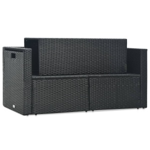 Set mobilier de grădină cu perne, 6 piese, negru, poliratan - Img 7