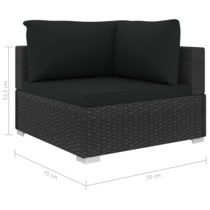 Set mobilier de grădină cu perne, 6 piese, negru, poliratan - Img 6