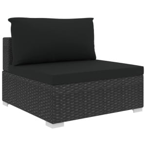 Set mobilier de grădină cu perne, 6 piese, negru, poliratan - Img 8
